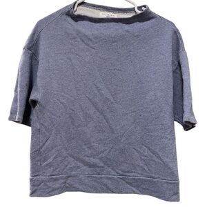 Sol Angeles Top Womens S Blue Mockneck Boxy Half Sleeve French Terry